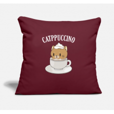 Sweet Cat Lover And Coffee Dinker Catppuccino Gift Burgundy Pillow